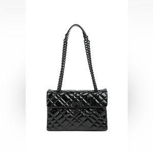 KURT GEIGER Brixton Drench Patent Leather Lock Shoulder Bag Black New with tag